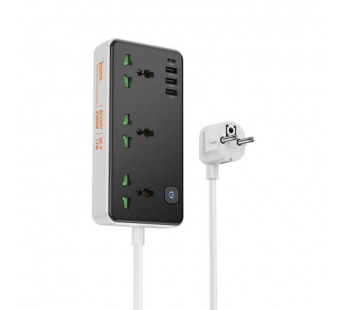 Сетевой фильтр HOCO AC7A, 3м, 3 розетки (3USB, Type-C) черный#2166231