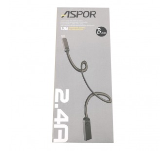 ASPOR USB для iPhone 7/iPhone 6/iPhone 5/iPad4/iPad Mini/iPod Nano,(AC-16) ASPOR (1,2м) (черный)#2167416