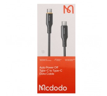 Кабель Type-C - Type-C, Data Cable. PD Fast Charge, 100W, 5A, 1,8m(LED indicator, Auto Power Off) (черный) (CA-3461) Mcdodo#2167260