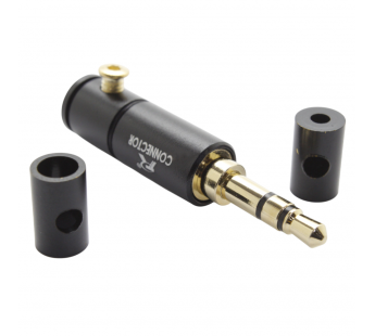 Разъемы аудио Rconnector RC-P1008/B Штекер аудио 3,5мм стерео3конт. на кабель (Черный)#2174316