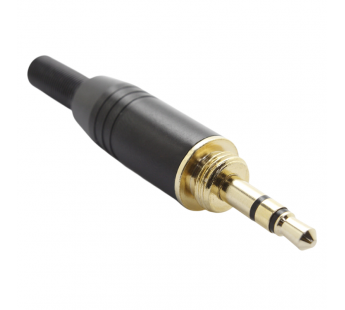 Разъемы аудио Rconnector RC-P1016/B Штекер аудио 3,5мм стерео3конт. на кабель с резьбой для переходника (Черный)#2174557