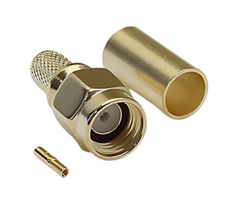 Разъемы высокочастотные NONAME RP-SMA-JC-3 Gold/Gold ШтекерSMA с инверсной жилой под обжим кабеля RG58/RG142/RG223/SYV50-3#2175175