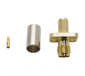Разъемы высокочастотные NONAME SMA-KFC-3 12.5x12.5 Gold ГнездоSMA на блок под обжим кабеля RG58/RG142/RG223/SYV50-3 с фланцем#2175283