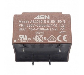 Трансформаторы силовые ASN AS3010-E-0150-150-S Герметизированныйтрансформатор 1,5Вт обмотки 220В (1+5)/15В 0,1А (7+9)#2171768