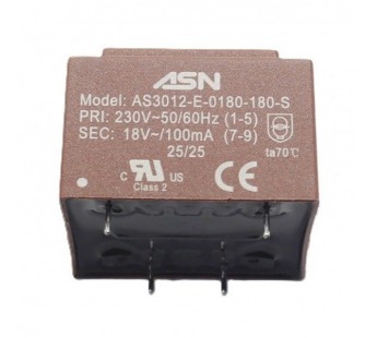 Трансформаторы силовые ASN AS3012-E-0180-180-S Герметизированныйтрансформатор 1,8Вт обмотки 220В (1+5)/18В 0,1А (7+9)#2171766