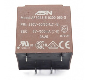 Трансформаторы силовые ASN AS3023-E-0300-060-S Герметизированныйтрансформатор 3Вт обмотки 220В (1+5)/6В 0,5А (7+9)#2171808