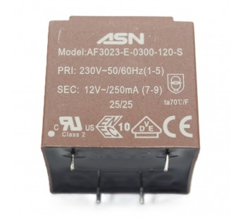 Трансформаторы силовые ASN AS3023-E-0300-120-S Герметизированныйтрансформатор 3Вт обмотки 220В (1+5)/12В 0,25А (7+9)#2171806