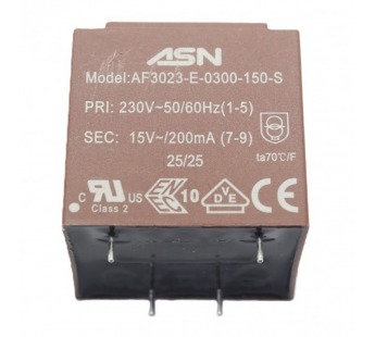 Трансформаторы силовые ASN AS3023-E-0300-150-S Герметизированныйтрансформатор 3Вт обмотки 220В (1+5)/15В 0,2А (7+9)#2171805