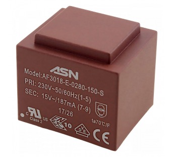 Трансформаторы силовые ASN AS3018-E-0280-150-S Герметизированныйтрансформатор 2,8Вт обмотки 220В (1+5)/15В 0,187А (7+9)#2171811