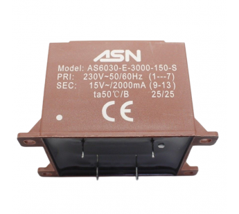 Трансформаторы силовые ASN AS6030-E-3000-150-S Герметизированныйтрансформатор 30Вт обмотки 220В (1+7)/15В 2А (9+13)#2172203