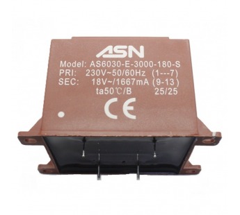 Трансформаторы силовые ASN AS6030-E-3000-180-S Герметизированныйтрансформатор 30Вт обмотки 220В (1+7)/18В 1,667А (9+13)#2172198