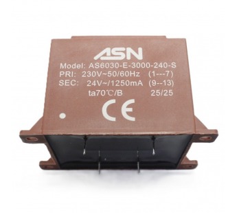 Трансформаторы силовые ASN AS6030-E-3000-240-S Герметизированныйтрансформатор 30Вт обмотки 220В (1+7)/24В 1,25А (9+13)#2172196