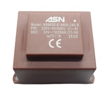 Трансформаторы силовые ASN AS6630-E-4400-240-S Герметизированныйтрансформатор 44Вт обмотки 220В (1+8)/24В 1,833А (11+14)#2172193