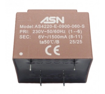 Трансформаторы силовые ASN AS4220-E-0900-060-S Герметизированныйтрансформатор 9Вт обмотки 220В (1+6)/6В 1,5А (8+11)#2172299