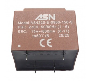 Трансформаторы силовые ASN AS4220-E-0900-150-S Герметизированныйтрансформатор 9Вт обмотки 220В (1+6)/15В 0,6А (8+11)#2172288