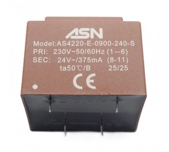 Трансформаторы силовые ASN AS4220-E-0900-240-S Герметизированныйтрансформатор 9Вт обмотки 220В (1+6)/24В 0,375А (8+11)#2172279