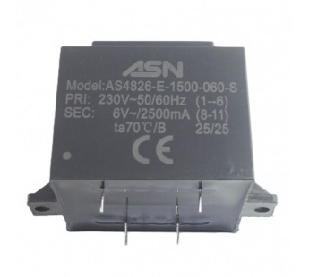 Трансформаторы силовые ASN AS4826-E-1500-060-S Герметизированныйтрансформатор 15Вт обмотки 220В (1+6)/6В 2,5А (8+11)#2172276