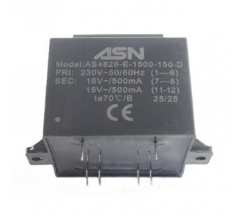 Трансформаторы силовые ASN AS4826-E-1500-150-D Герметизированныйтрансформатор 15Вт обмотки 220В (1+6)/2x15В 0,5А (7+8-11+12)#2172275