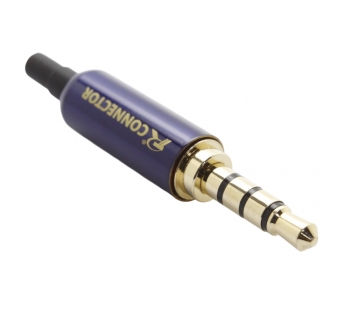 Разъемы аудио Rconnector RC-P1004/BL Штекер аудио 3,5мм стерео4конт. на кабель (Синий)#2174320