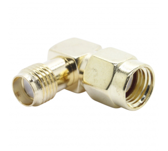 Разъемы высокочастотные NONAME RP-SMA/SMA-JKW GoldПереходник штекер SMA с инверсной жилой на гнездо SMA угловой#2175788