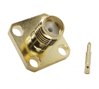 Разъемы высокочастотные NONAME RP-SMA-KF-B2 12,7x12,7 GoldГнездо SMA с инверсной жилой на блок под пайку кабеляRG405/SF086/SFT50-2#2175166