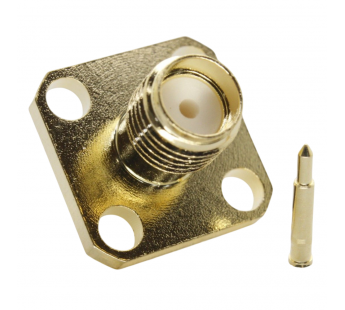 Разъемы высокочастотные NONAME RP-SMA-KF-B3 12,7x12,7 GoldГнездо SMA с инверсной жилой на блок под пайку кабеляRG141/RG402/SFT50-3#2175167