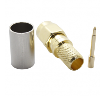Разъемы высокочастотные NONAME SMA-JC-4 Gold Штекер SMA подобжим кабеля RG59/RG140/RD302#2175878