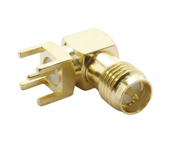 Разъемы высокочастотные Ruichi RP-SMA-KWE 13x14,5 Gold ГнездоSMA угловое с инверсной жилой под пайку к печатной плате#2175757