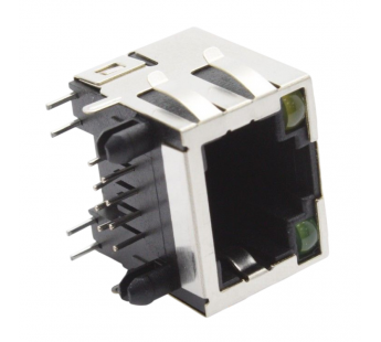 Разъемы сетевые Ruichi Розетка RJ-45 8P8C на плату экранированная синдикаторами (15,6мм)#2177340