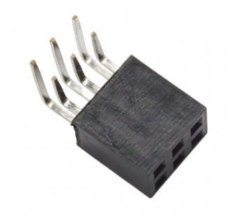 Разъемы штыревые и гнезда CNLIFENG LF613-2.54-06P-230-R [2*3P](Черный) Гнездо на плату угловое 6 конт. шаг 2,54мм#2177652