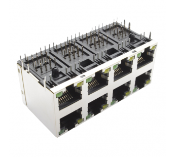 Разъемы сетевые Ruichi Розетка RJ-45 8P8C на плату экранированная синдикаторами 2x4 (31мм)#2177335