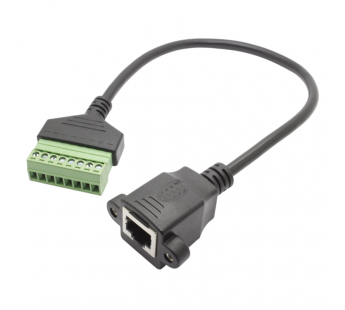 Разъемы сетевые Розетка RJ-45 8P8C с клеммной колодкой 8 конт. напроводе (0,2м)#2177324