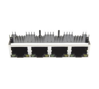 Разъемы сетевые Ruichi Розетка RJ-45 8P8C на плату экранированная синдикаторами 1x4 (15,6мм)#2177338