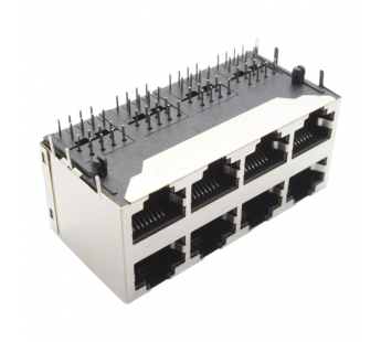 Разъемы сетевые Ruichi Розетка RJ-45 8P8C на плату экранированная2x4 (28мм)#2177334