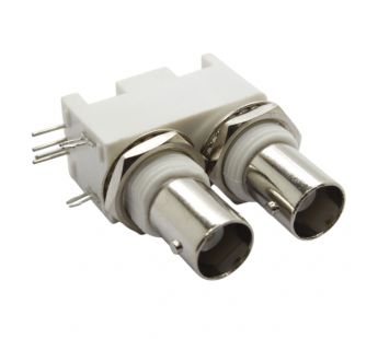 Разъемы высокочастотные Ruichi BNC-KWYE Double Гнездо BNCугловое, двойное на блок под пайку к печатной плате (2x12мм)#2176035