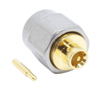 Разъемы высокочастотные Ruichi SMA-J-B2 Gold/Silver Штекер SMA подпайку кабеля RG405/SF086/SFT50-2 гайка нержавеющая сталь#2175756