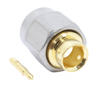 Разъемы высокочастотные Ruichi SMA-J-B3 Gold/Silver Штекер SMA подпайку кабеля RG141/RG402/SFT50-3 гайка нержавеющая сталь#2175755