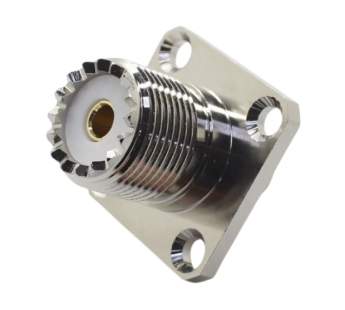 Разъемы высокочастотные NONAME SMA/UHF-KKF 25x25 SilverПереходник гнездо SMA на гнездо UHF проходной с фланцем конус ипрокладкой#2175400