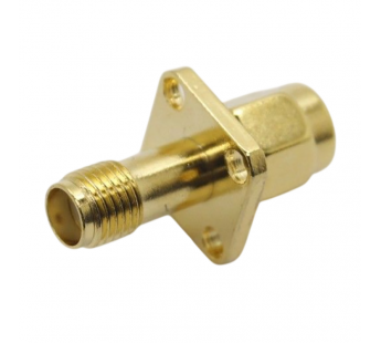 Разъемы высокочастотные NONAME SMA-JKF Gold 12.5x12.5Переходник штекер SMA на гнездо SMA проходной с фланцем#2175232