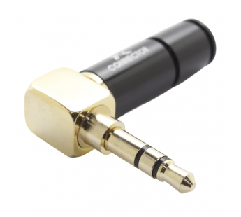 Разъемы аудио Rconnector RC-P1014/B Штекер аудио 3,5мм стерео3конт. угловой на кабель (Черный)#2174559