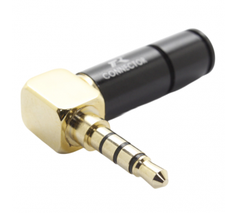 Разъемы аудио Rconnector RC-P1015/B Штекер аудио 3,5мм стерео4конт. угловой на кабель (Черный)#2174558
