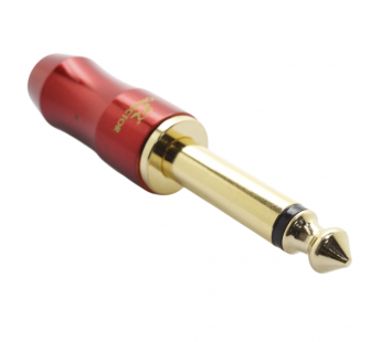 Разъемы аудио Rconnector RC-P1072/R Штекер аудио 6,3мм моно 2конт.на кабель (Красный)#2174553