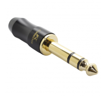Разъемы аудио Rconnector RC-P1073/B Штекер аудио 6,3мм стерео3конт. на кабель (Черный)#2174552