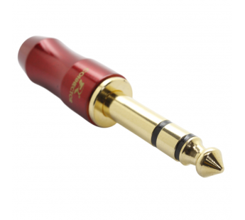 Разъемы аудио Rconnector RC-P1073/R Штекер аудио 6,3мм стерео3конт. на кабель (Красный)#2174551