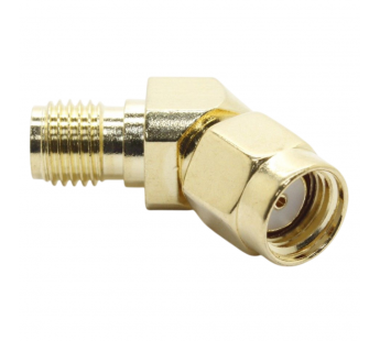 Разъемы высокочастотные NONAME RP-SMA/SMA-JKW120 GoldПереходник штекер SMA с инверсной жилой на гнездо SMA угловой 120градусов#2175787