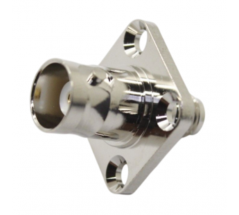 Разъемы высокочастотные NONAME SMA/BNC-KKF 18.5x18.5 SilverПереходник гнездо SMA на гнездо BNC проходной с фланцем#2175317