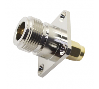 Разъемы высокочастотные NONAME SMA/N-JKF 25x25 Gold/SilverПереходник штекер SMA на гнездо N проходной с фланцем#2175339