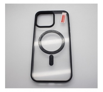 Задняя накладка для iPhone 16 Pro Max (силикон, прозрачная с чернойокантовкой, с магнитом) MagSafe#2170406