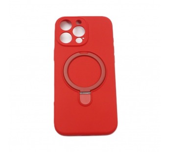 Задняя накладка для iPhone 16 Pro Max (силикон, поддержка MagSafe, сподставкой, красная)#2170580