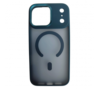 Чехол пластиковый iPhone 17 Pro Max матовый с MagSafe и защитой камеры синий#2171400